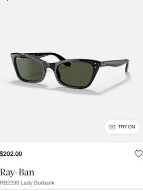 NWOT Ray-Ban Lady Burbank Glasses -  Black with Green Lenses